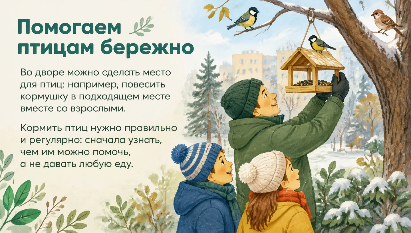 Помогаем птицам бережно