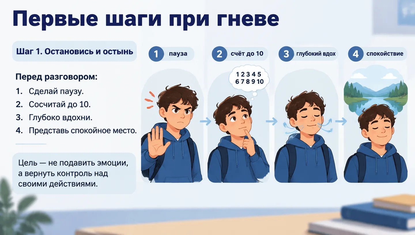 Первые шаги при гневе