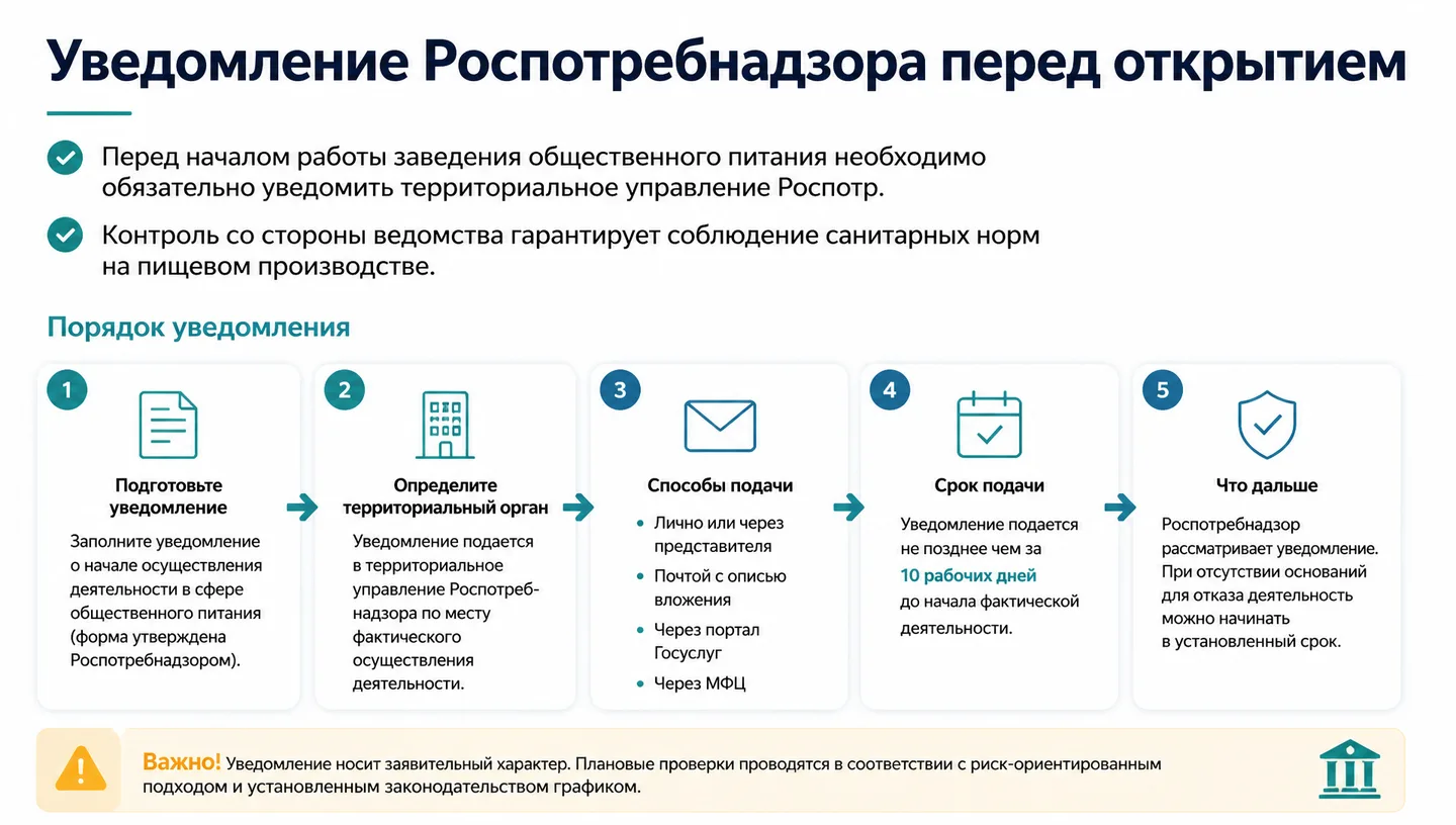 Уведомление Роспотребнадзора перед открытием