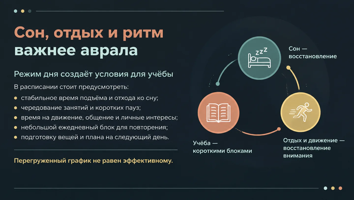 Сон, отдых и ритм важнее аврала