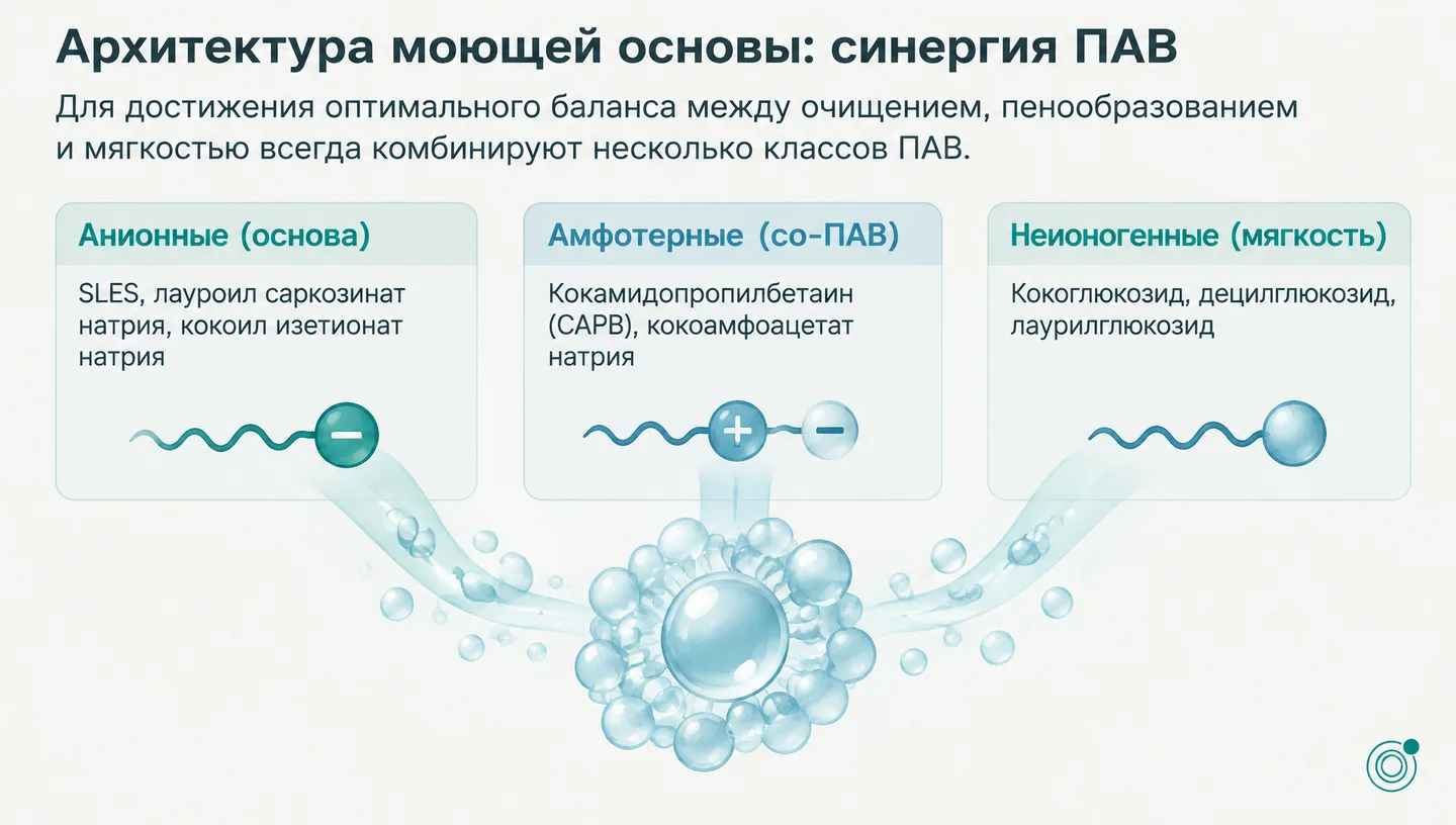 Архитектура моющей основы: синергия ПАВ