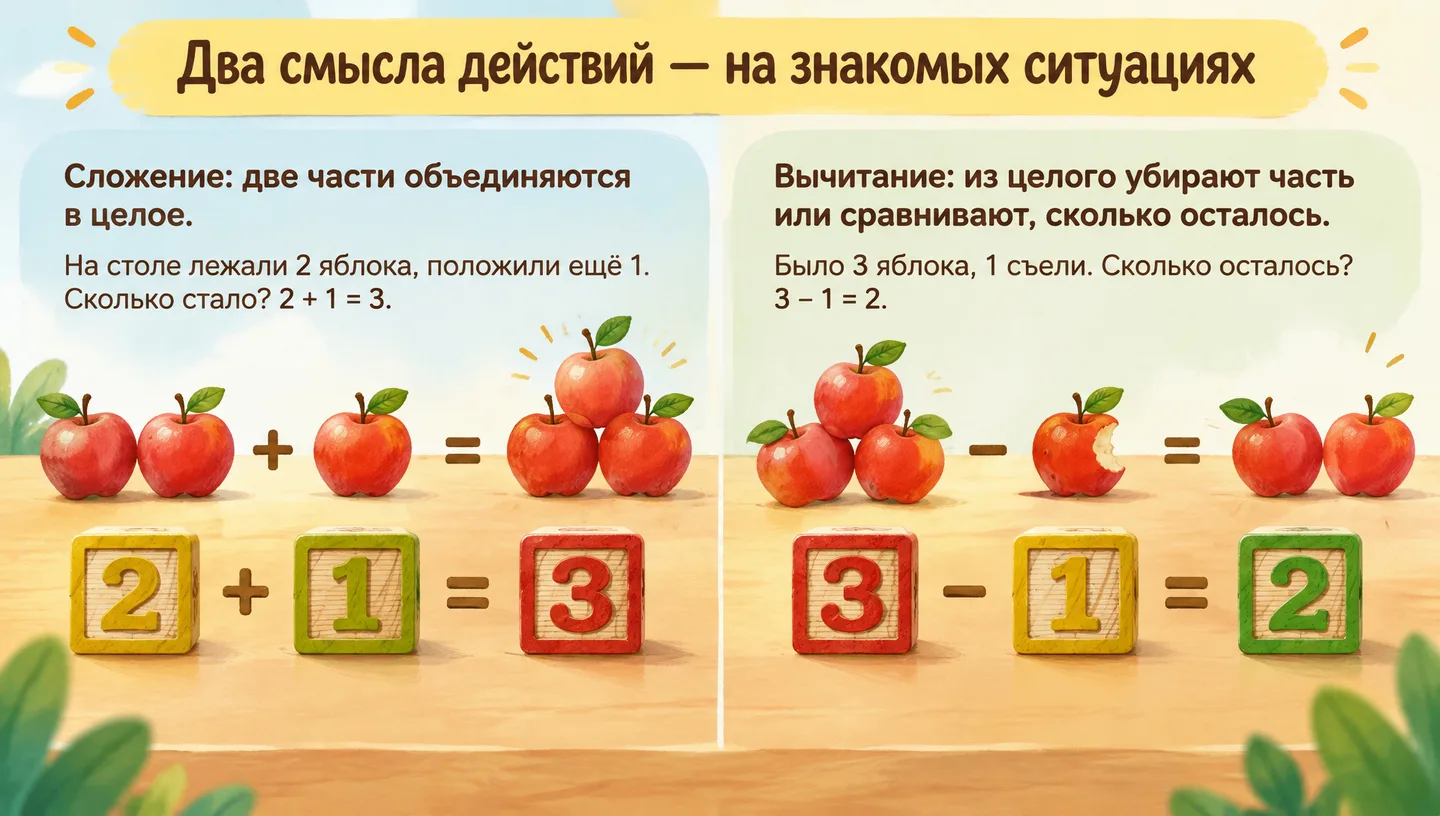 Два смысла действий — на знакомых ситуациях