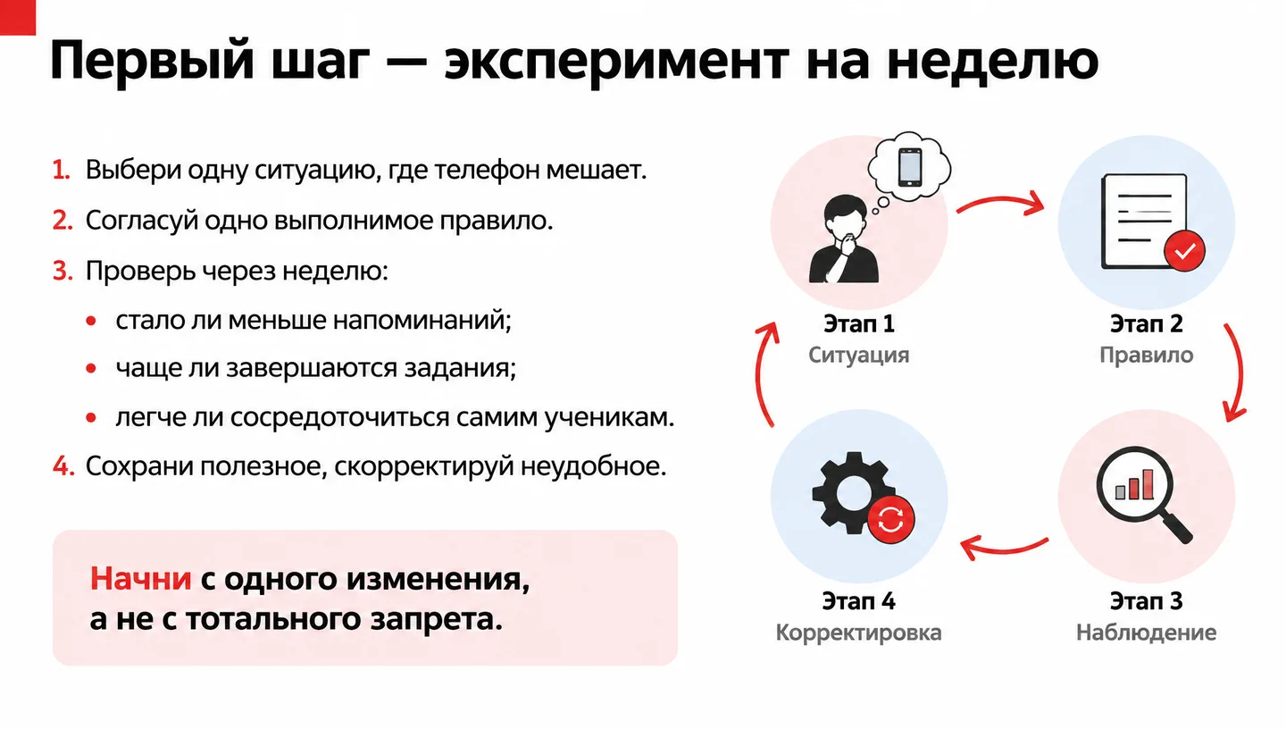 Первый шаг — эксперимент на неделю