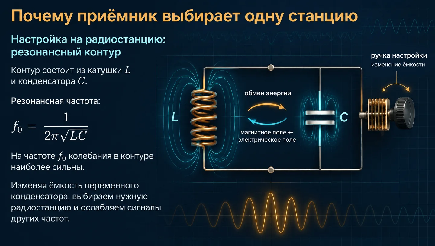 Почему приёмник выбирает одну станцию