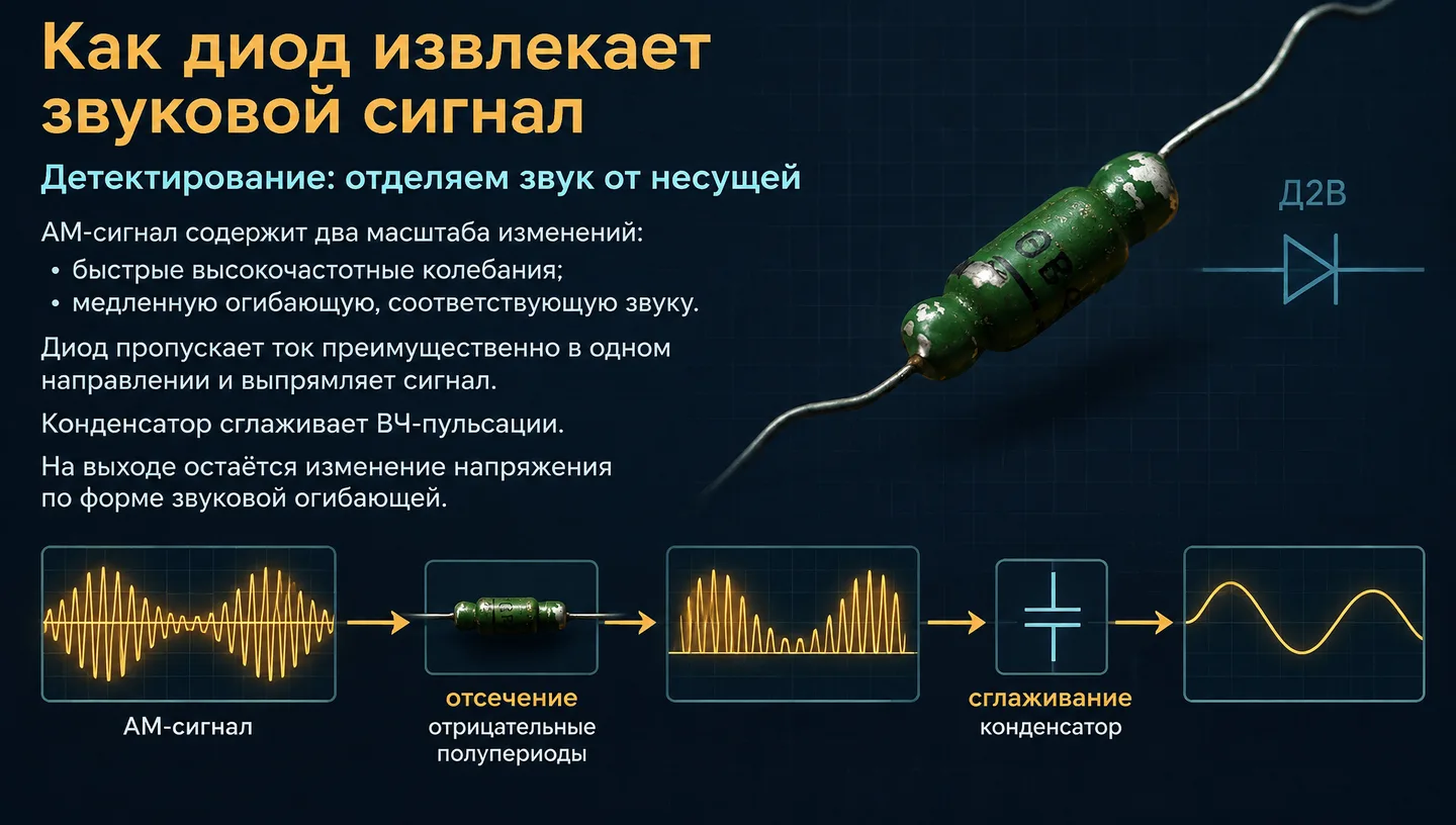 Как диод извлекает звуковой сигнал