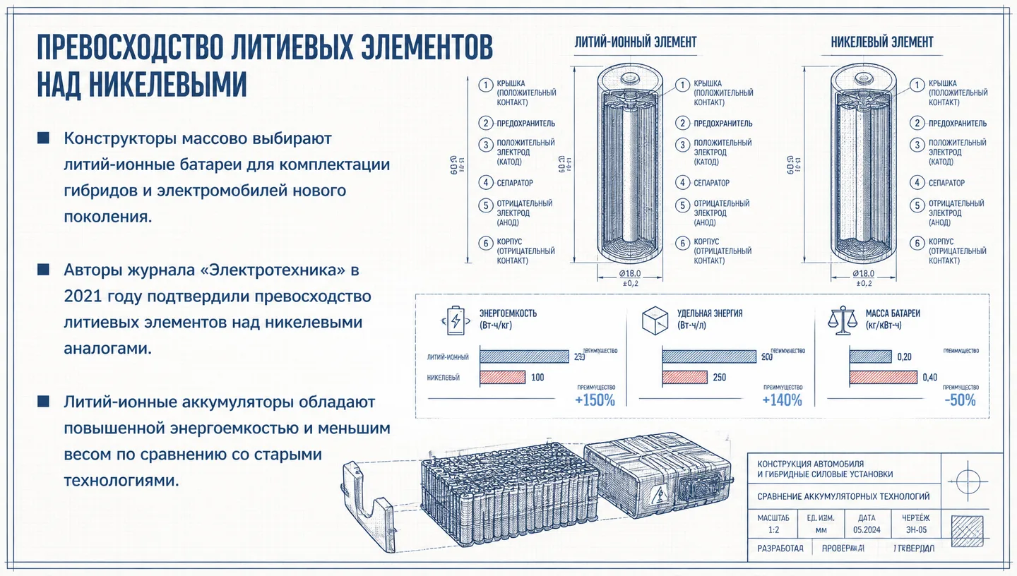 Превосходство литиевых элементов над никелевыми