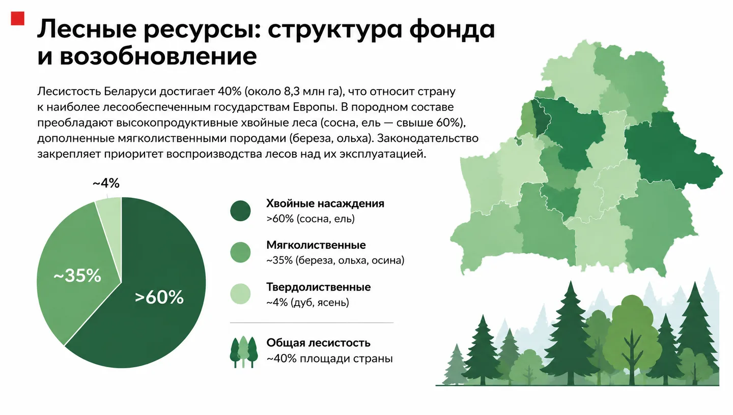Лесные ресурсы: структура фонда и возобновление