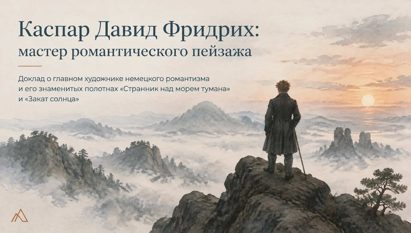 Первый слайд: Каспар Давид Фридрих: мастер романтического пейзажа