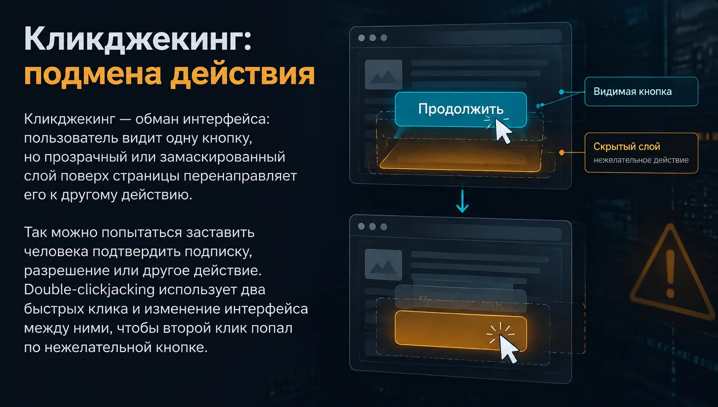 Кликджекинг: подмена действия