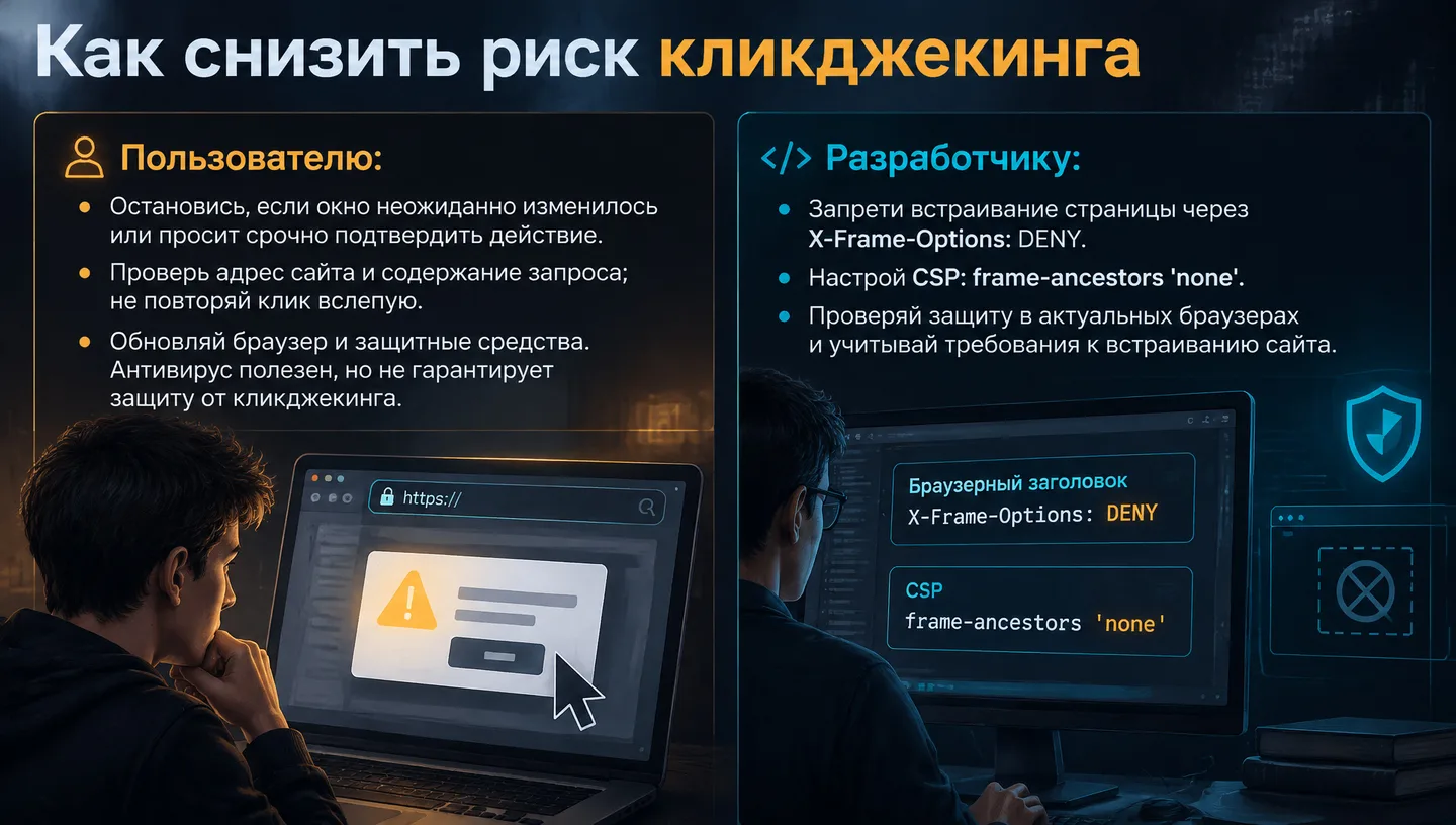 Как снизить риск кликджекинга
