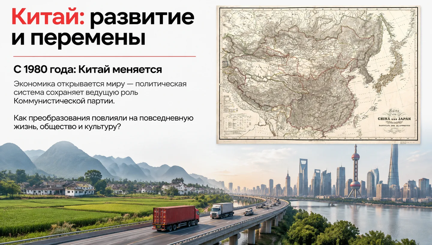 Первый слайд: Китай: развитие и перемены