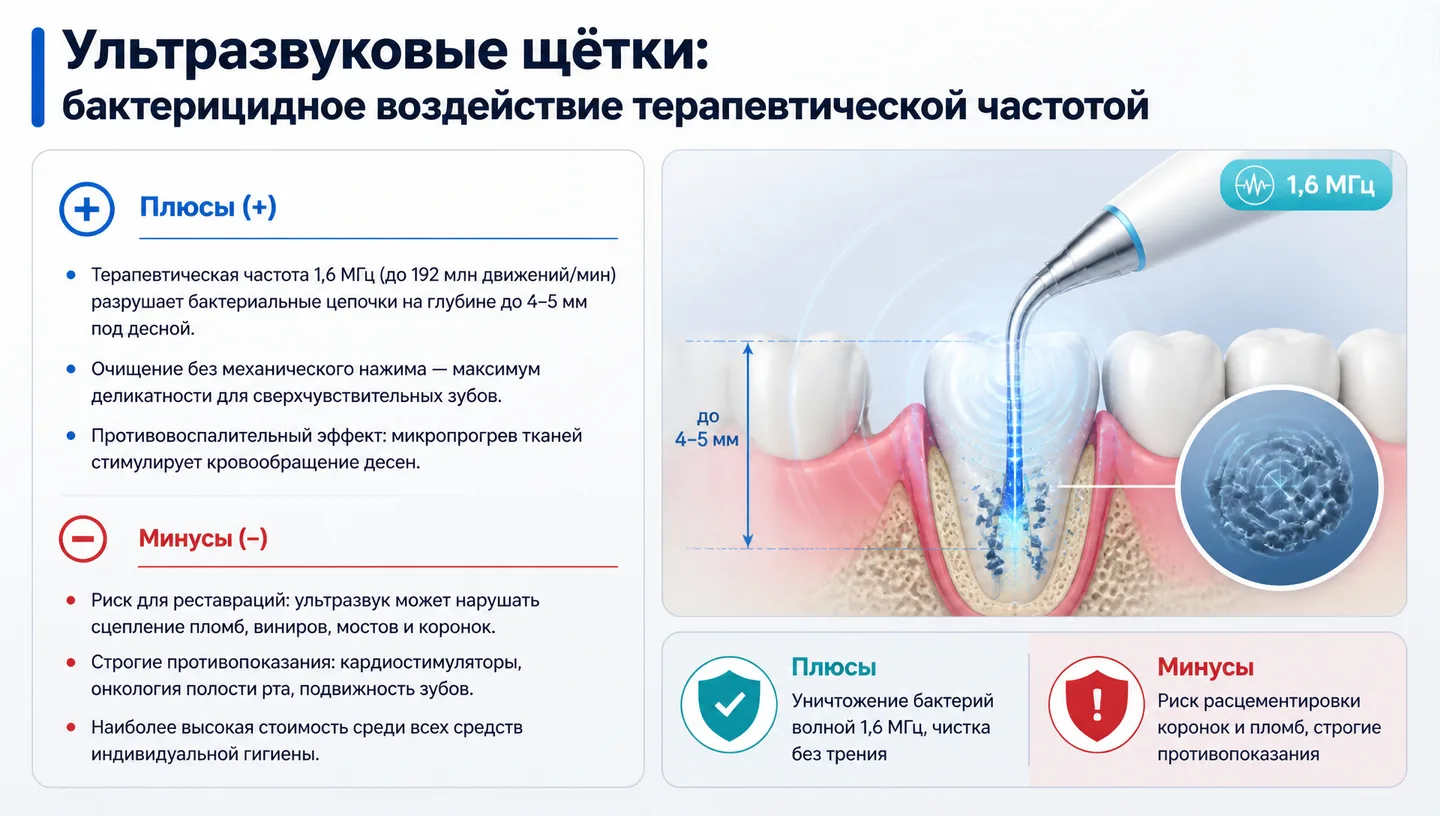 Ультразвуковые щётки: бактерицидное воздействие терапевтической частотой