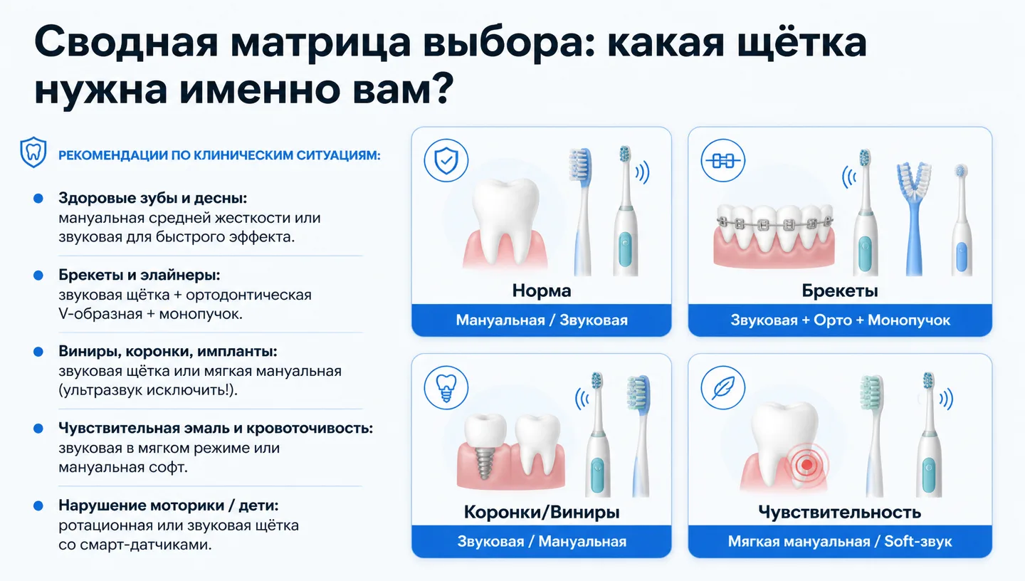 Сводная матрица выбора: какая щётка нужна именно вам?