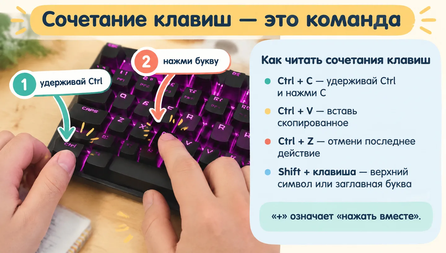 Сочетание клавиш — это команда