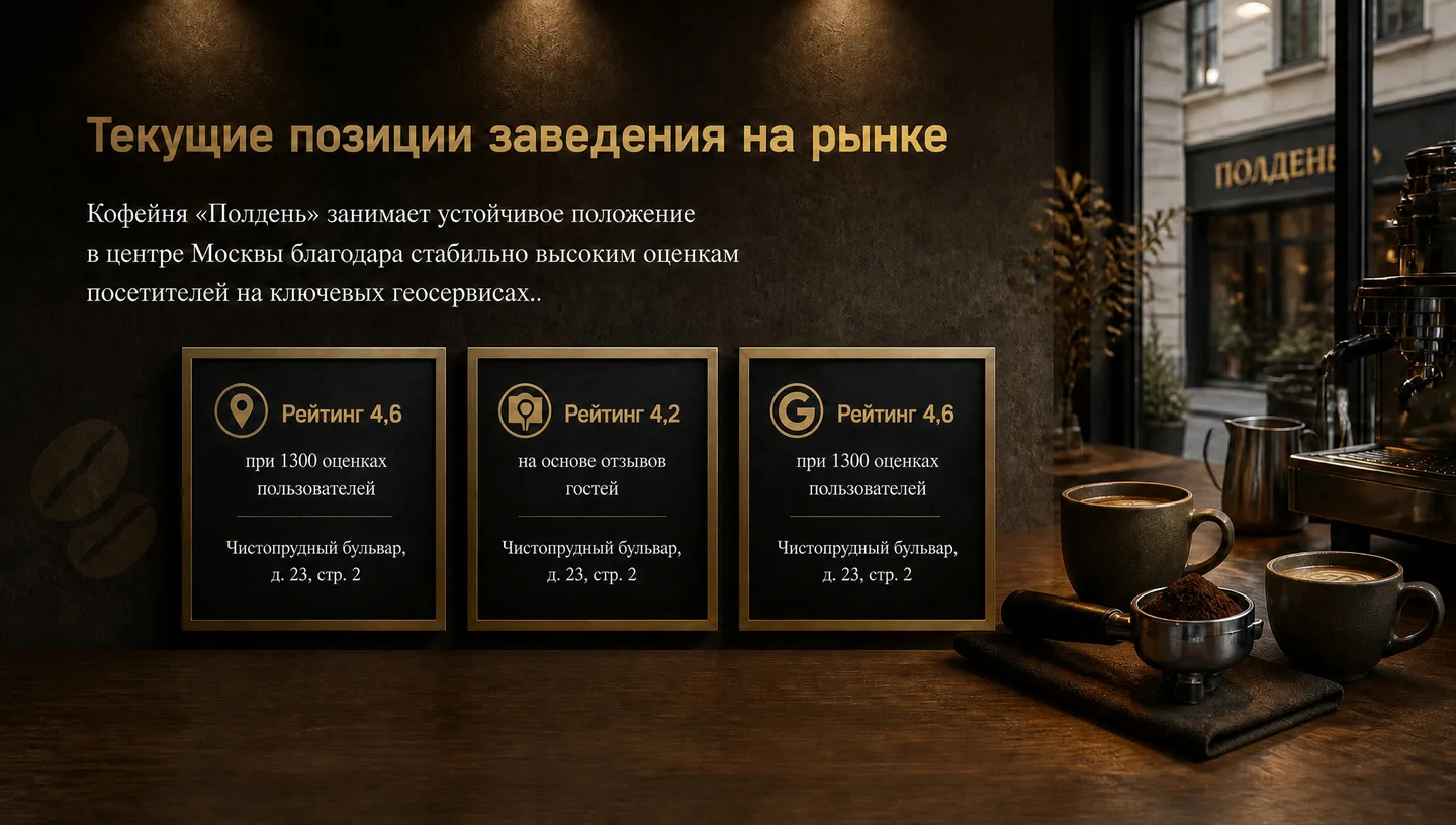 Текущие позиции заведения на рынке