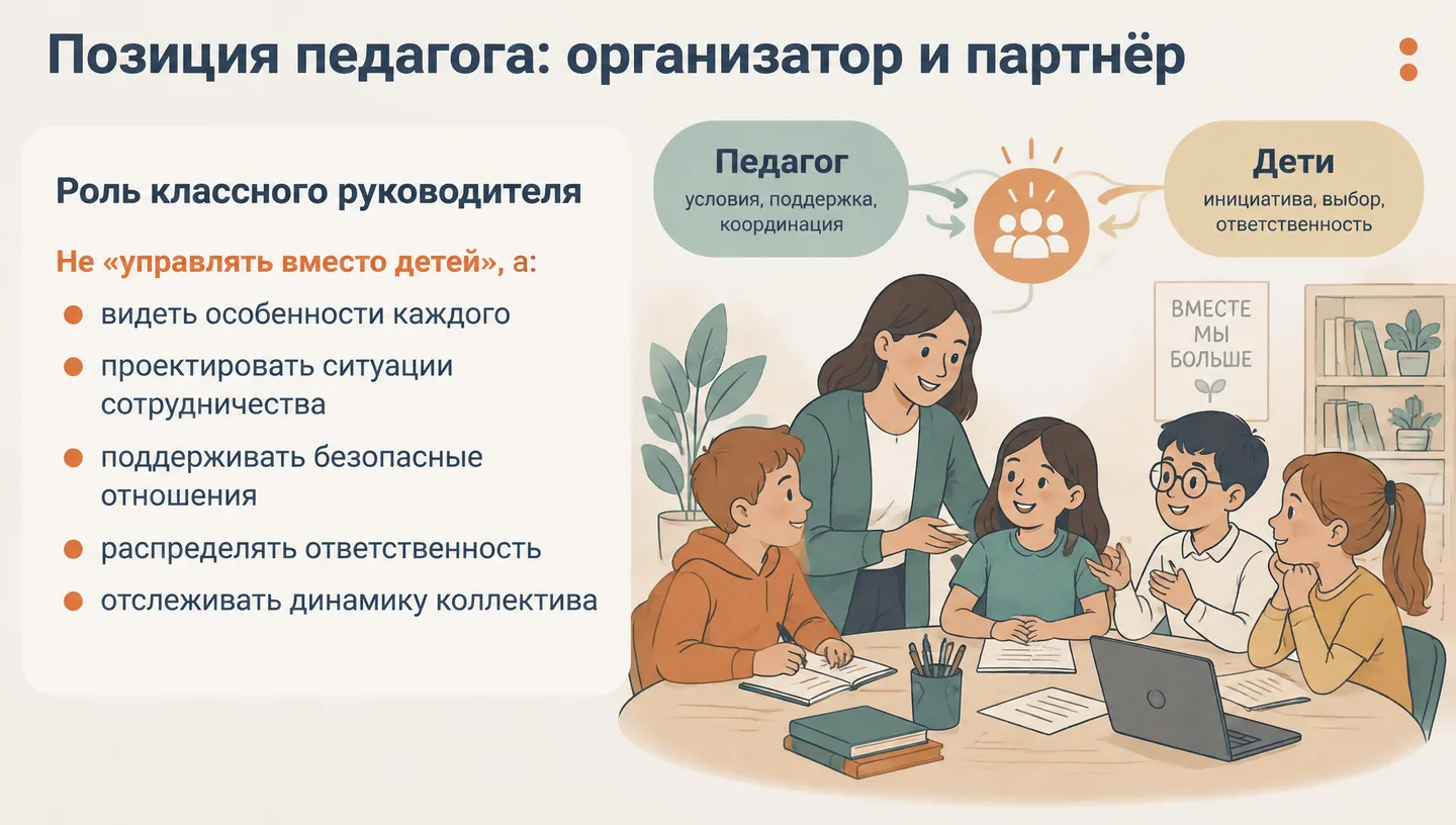 Позиция педагога: организатор и партнёр