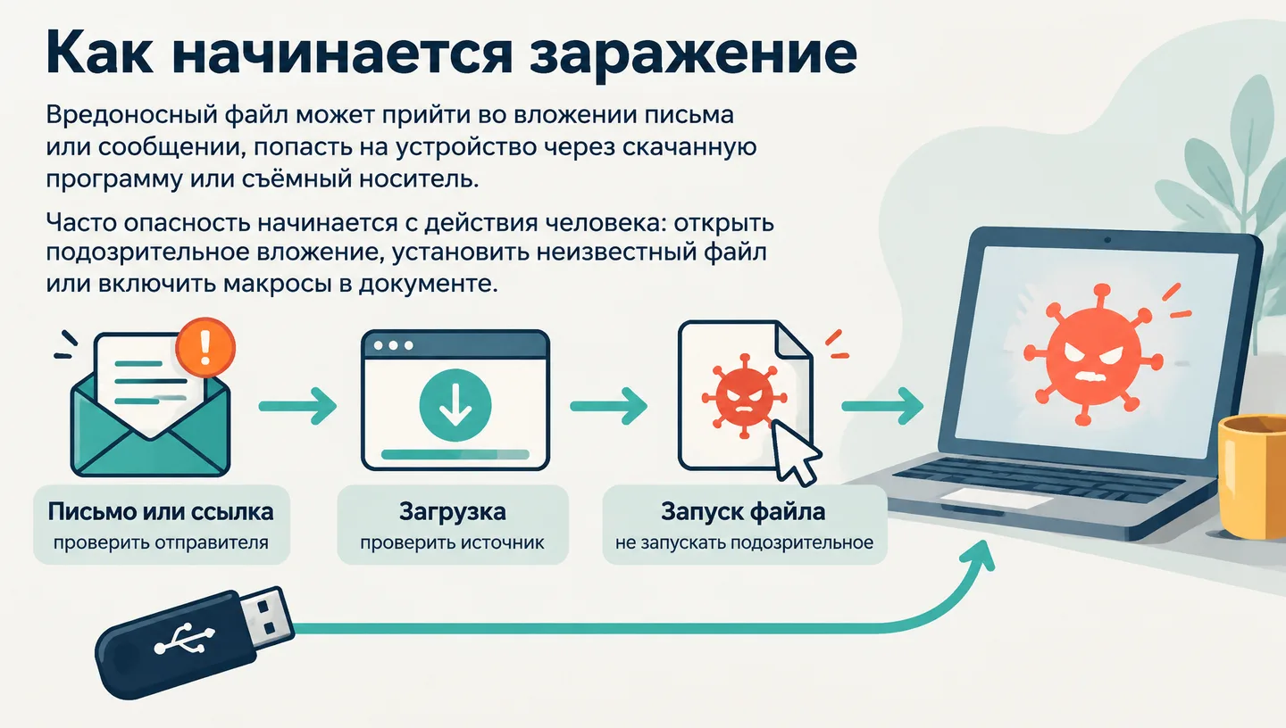 Как начинается заражение