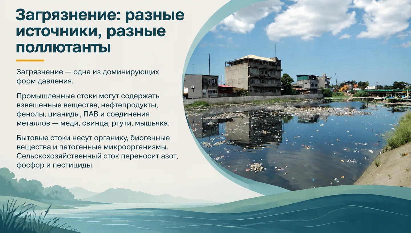 Загрязнение: разные источники, разные поллютанты