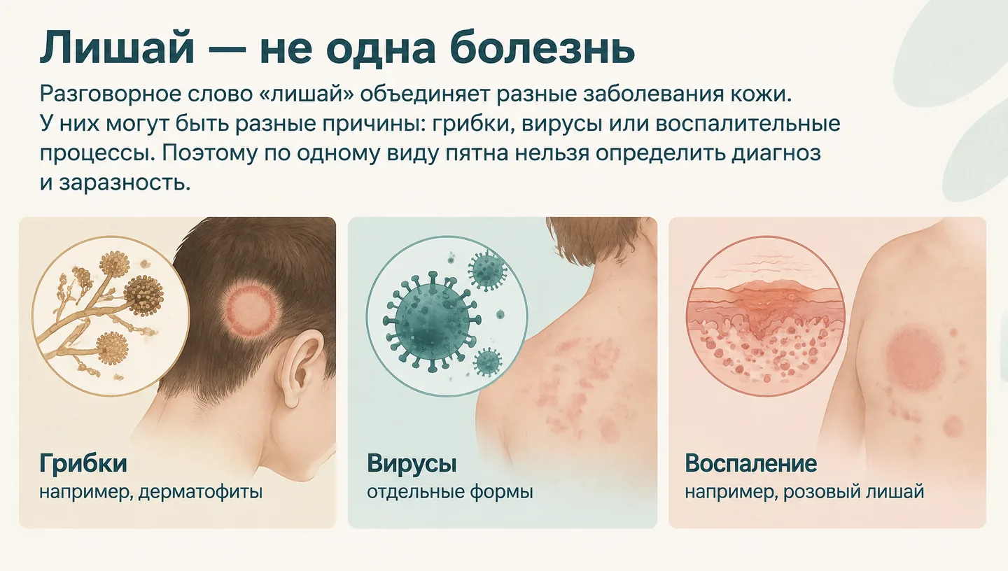 Первый слайд: Лишай — не одна болезнь