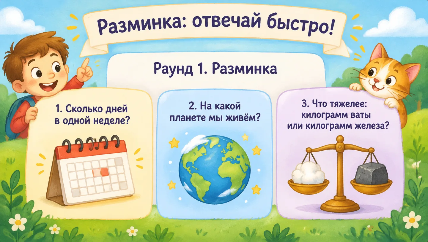Разминка: отвечай быстро!