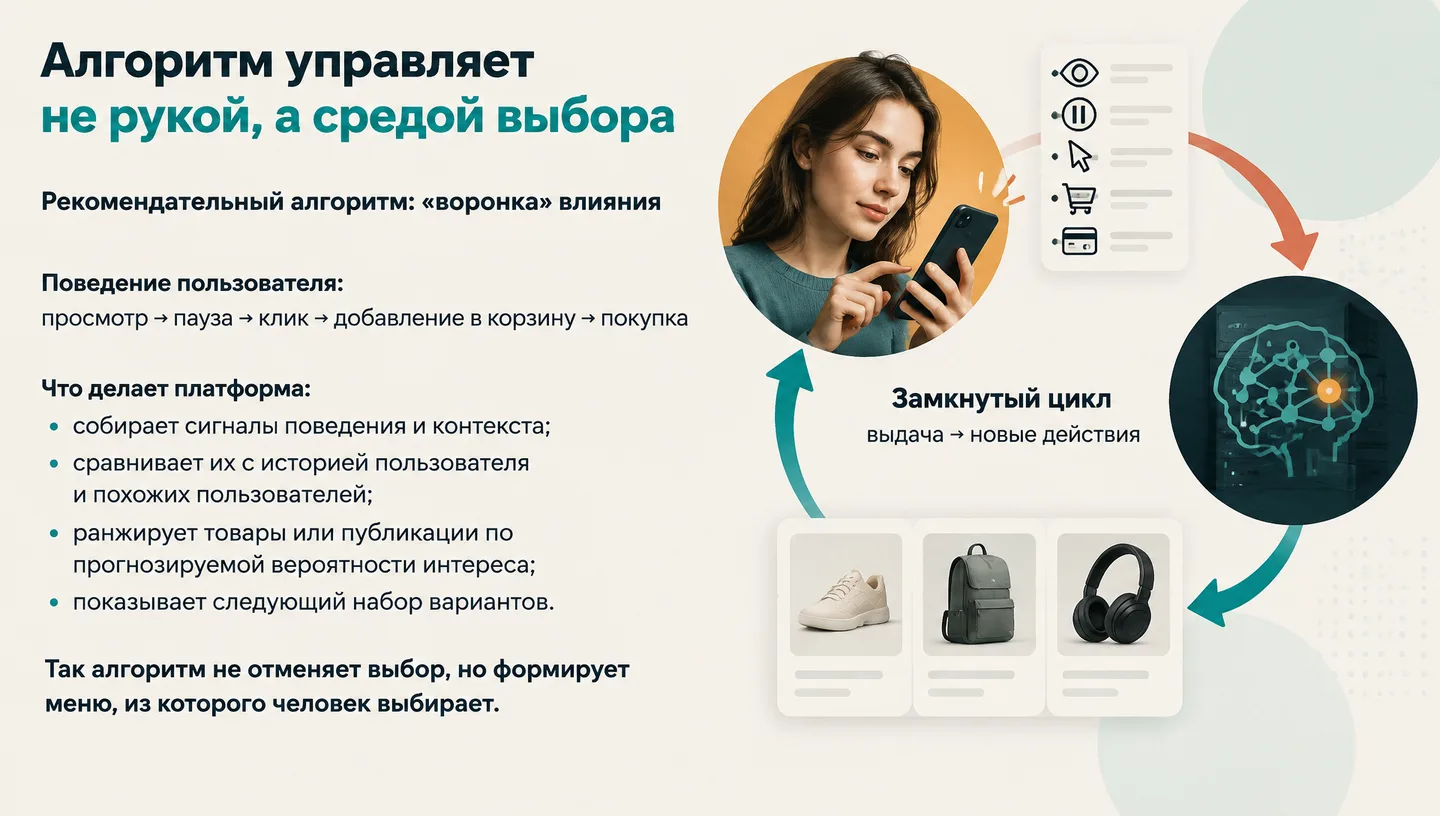 Алгоритм управляет не рукой, а средой выбора