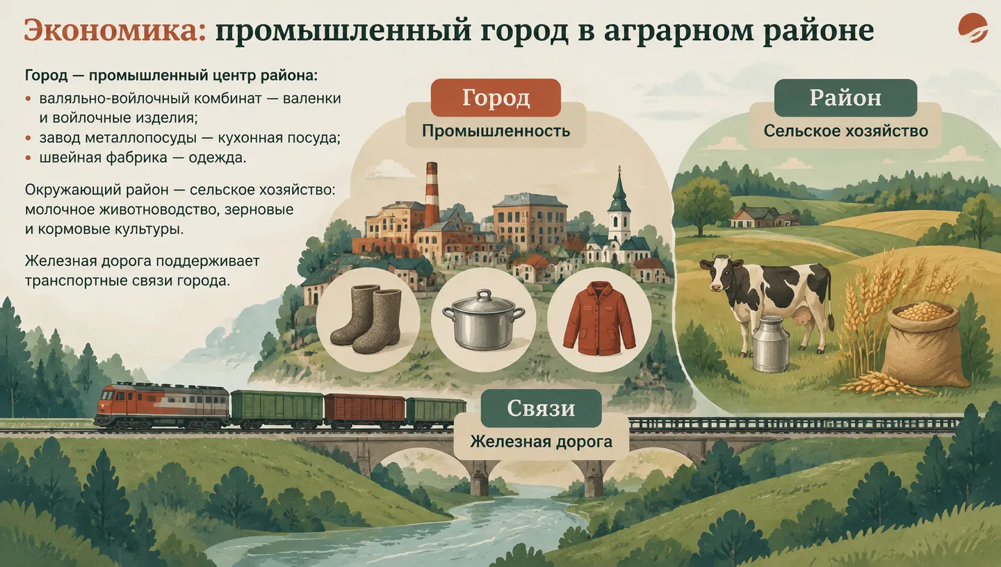 Экономика: промышленный город в аграрном районе