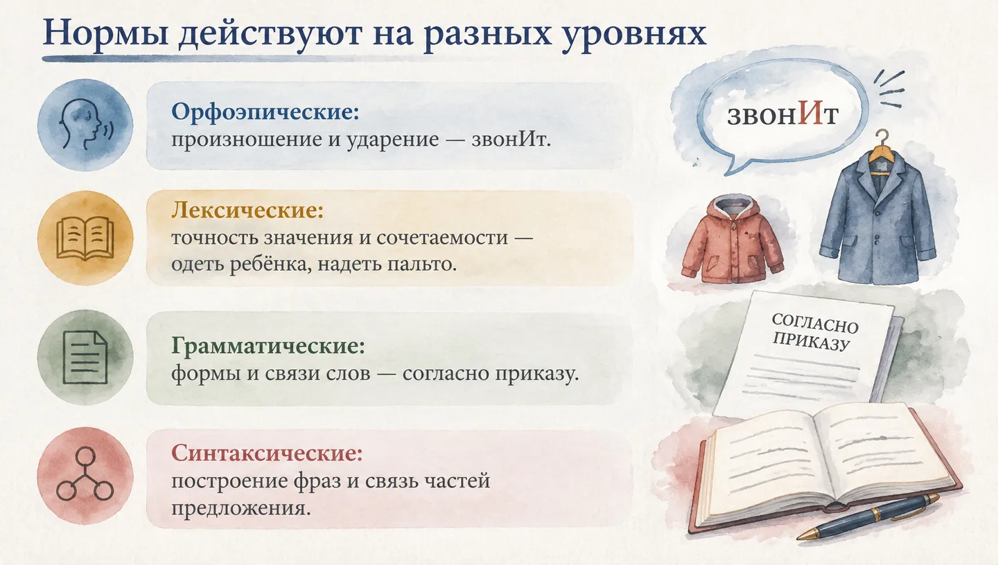Нормы действуют на разных уровнях