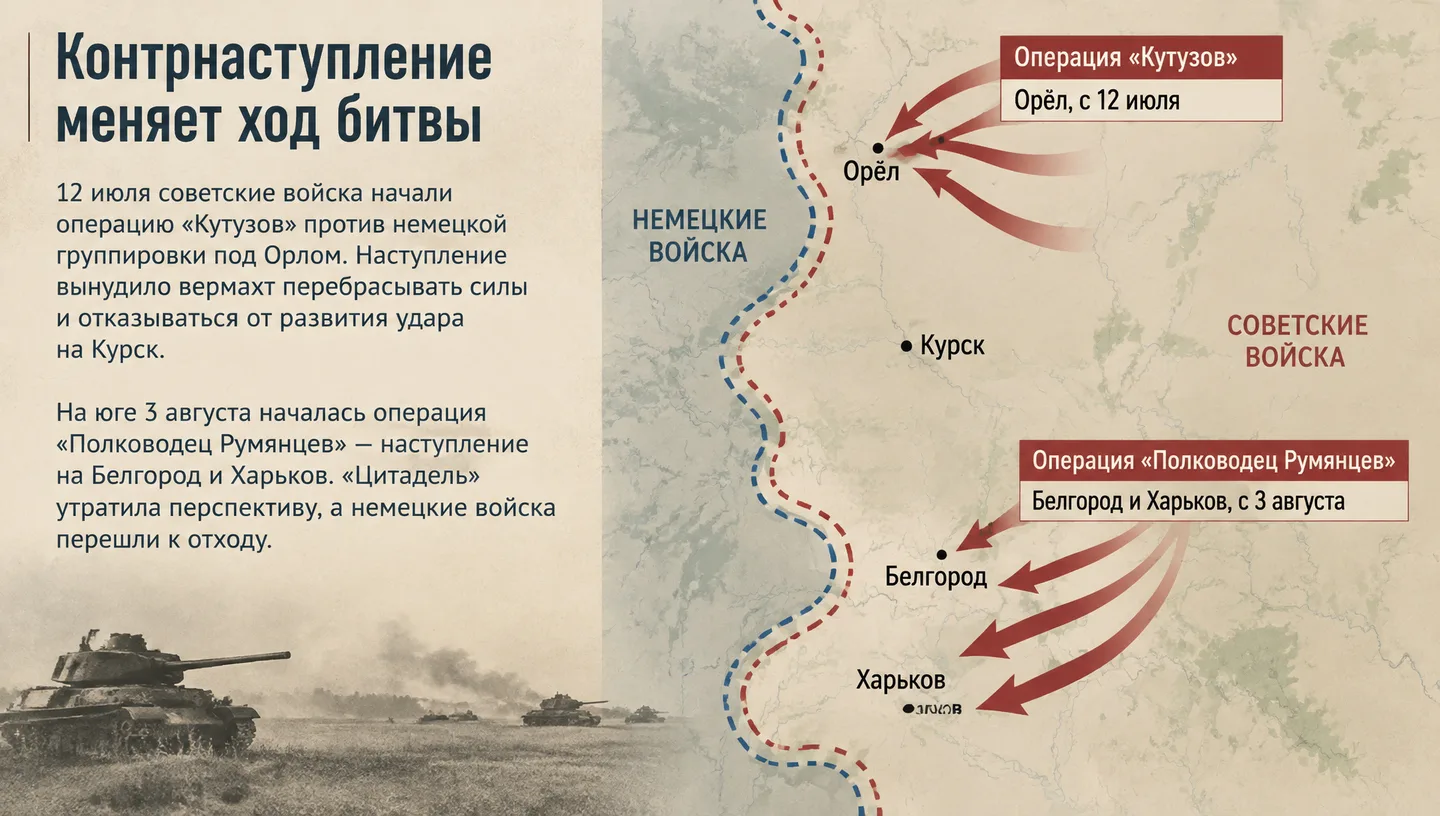Контрнаступление меняет ход битвы