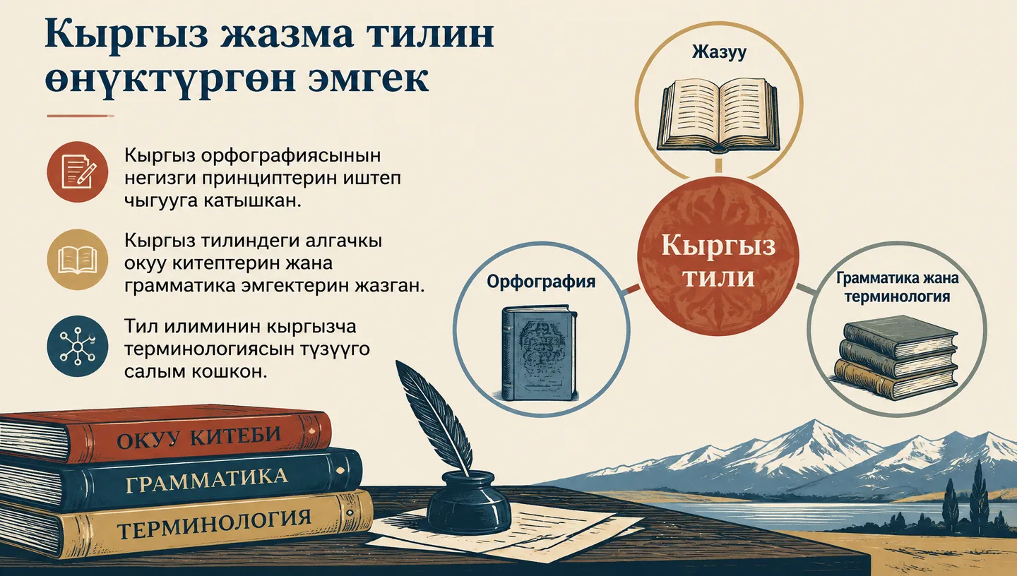 Кыргыз жазма тилин өнүктүргөн эмгек