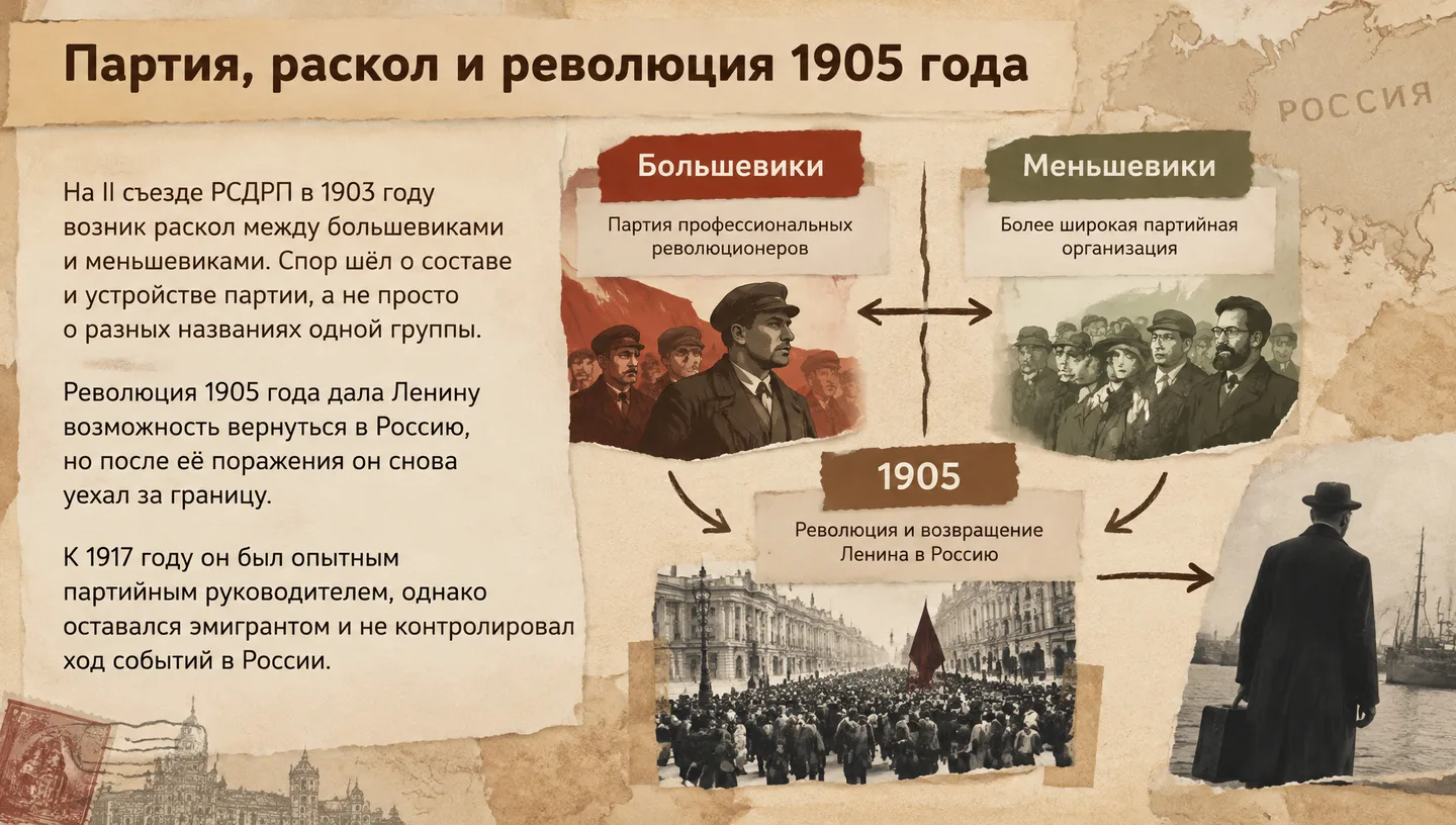 Партия, раскол и революция 1905 года