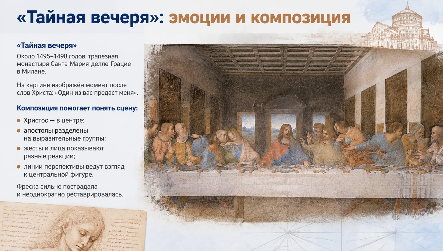 «Тайная вечеря»: эмоции и композиция