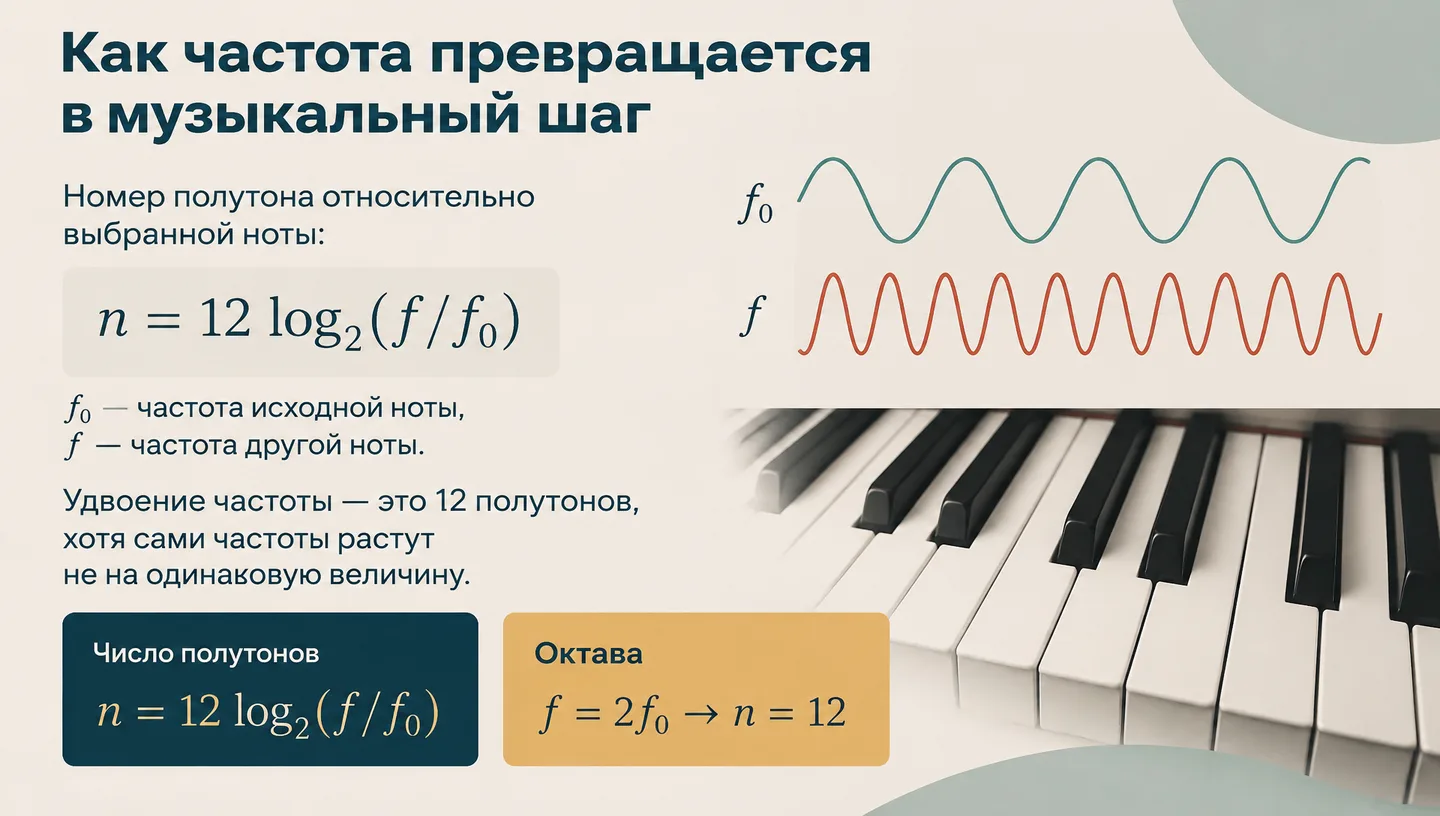 Как частота превращается в музыкальный шаг