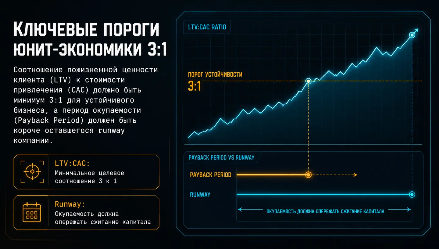 Ключевые пороги юнит-экономики 3:1