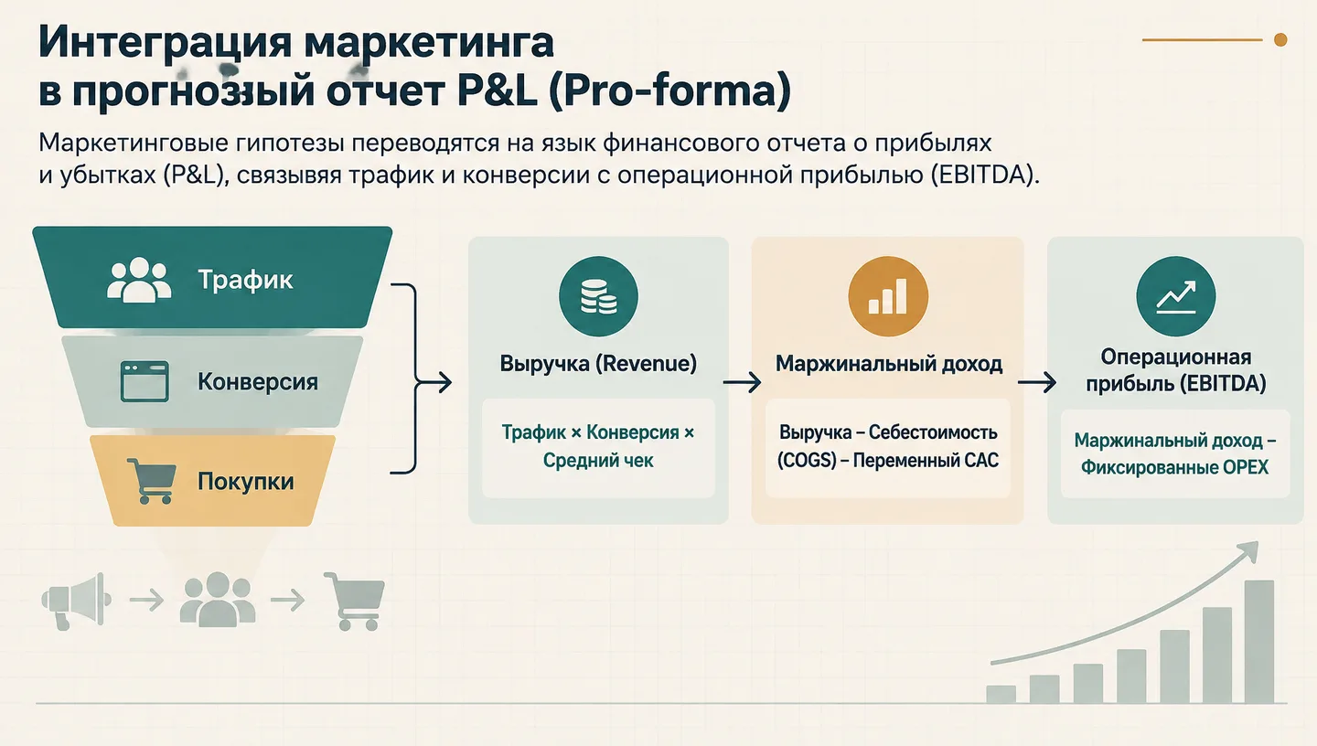 Интеграция маркетинга в прогнозный отчет P&L (Pro-forma)