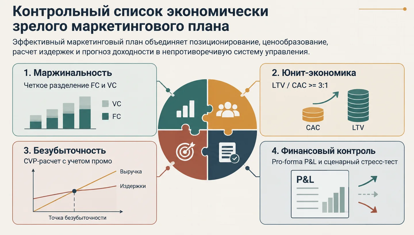 Контрольный список экономически зрелого маркетингового плана