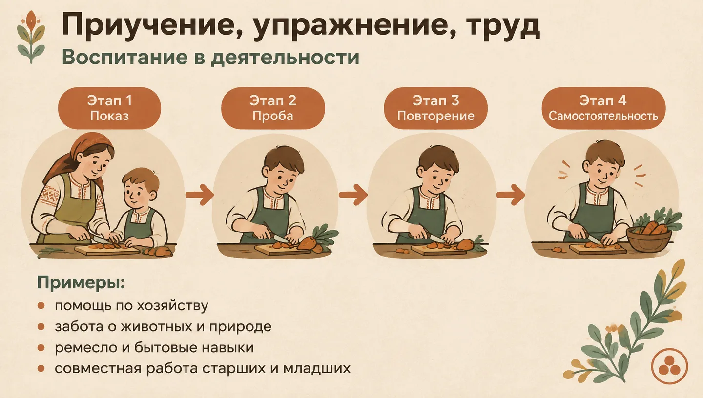 Приучение, упражнение, труд