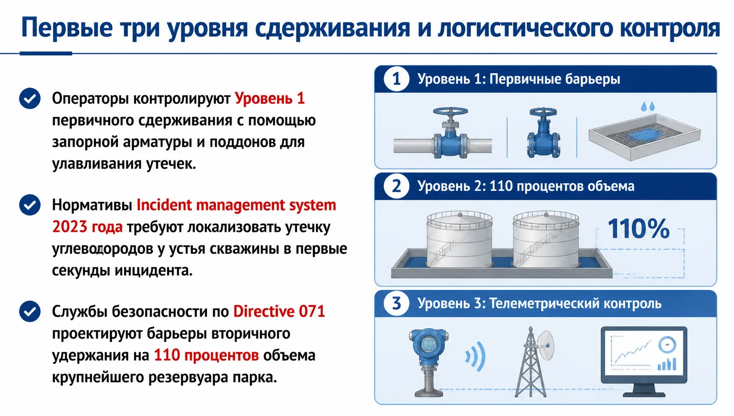 Первые три уровня сдерживания и логистического контроля