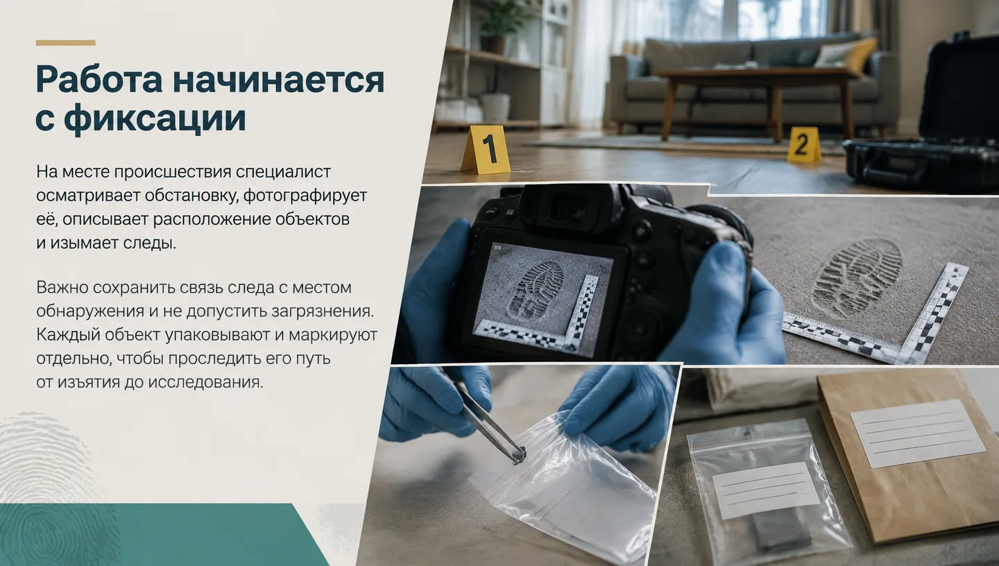 Работа начинается с фиксации