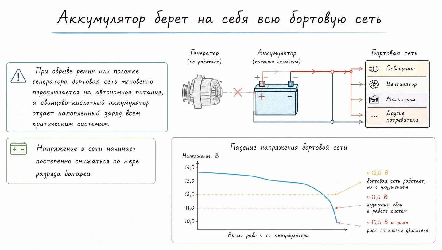 Аккумулятор берет на себя всю бортовую сеть