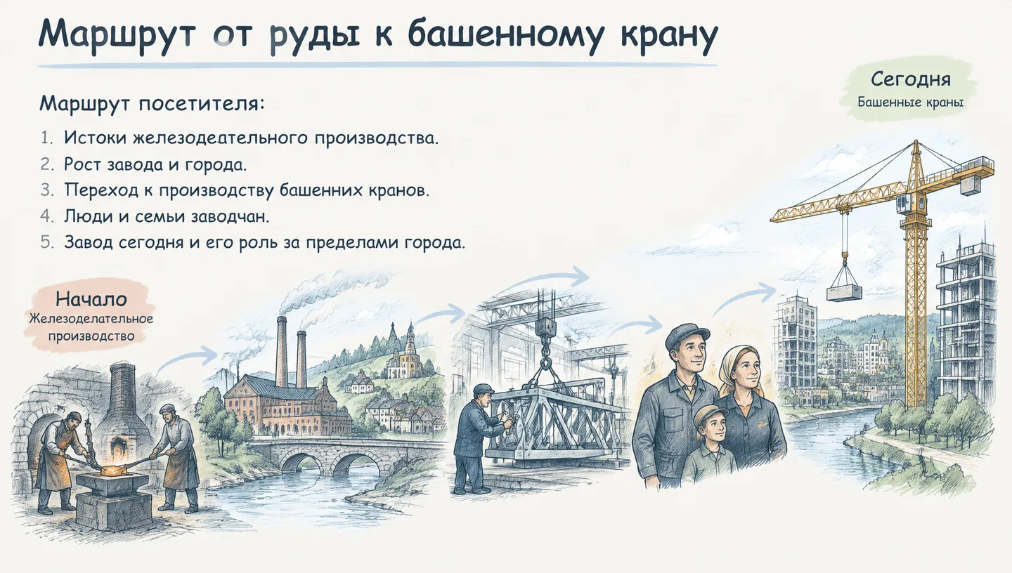 Маршрут от руды к башенному крану