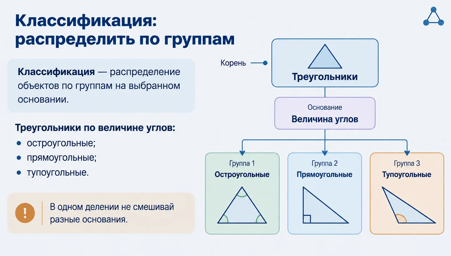 Классификация: распределить по группам