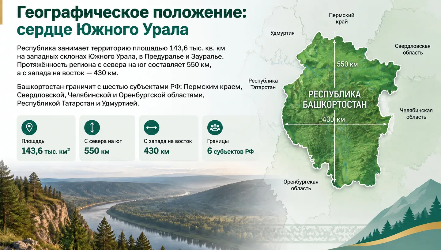 Географическое положение: сердце Южного Урала