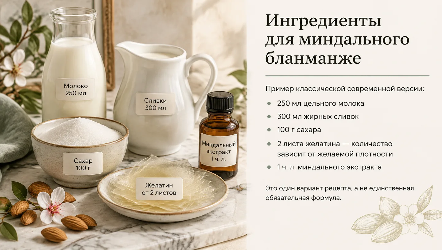 Ингредиенты для миндального бланманже