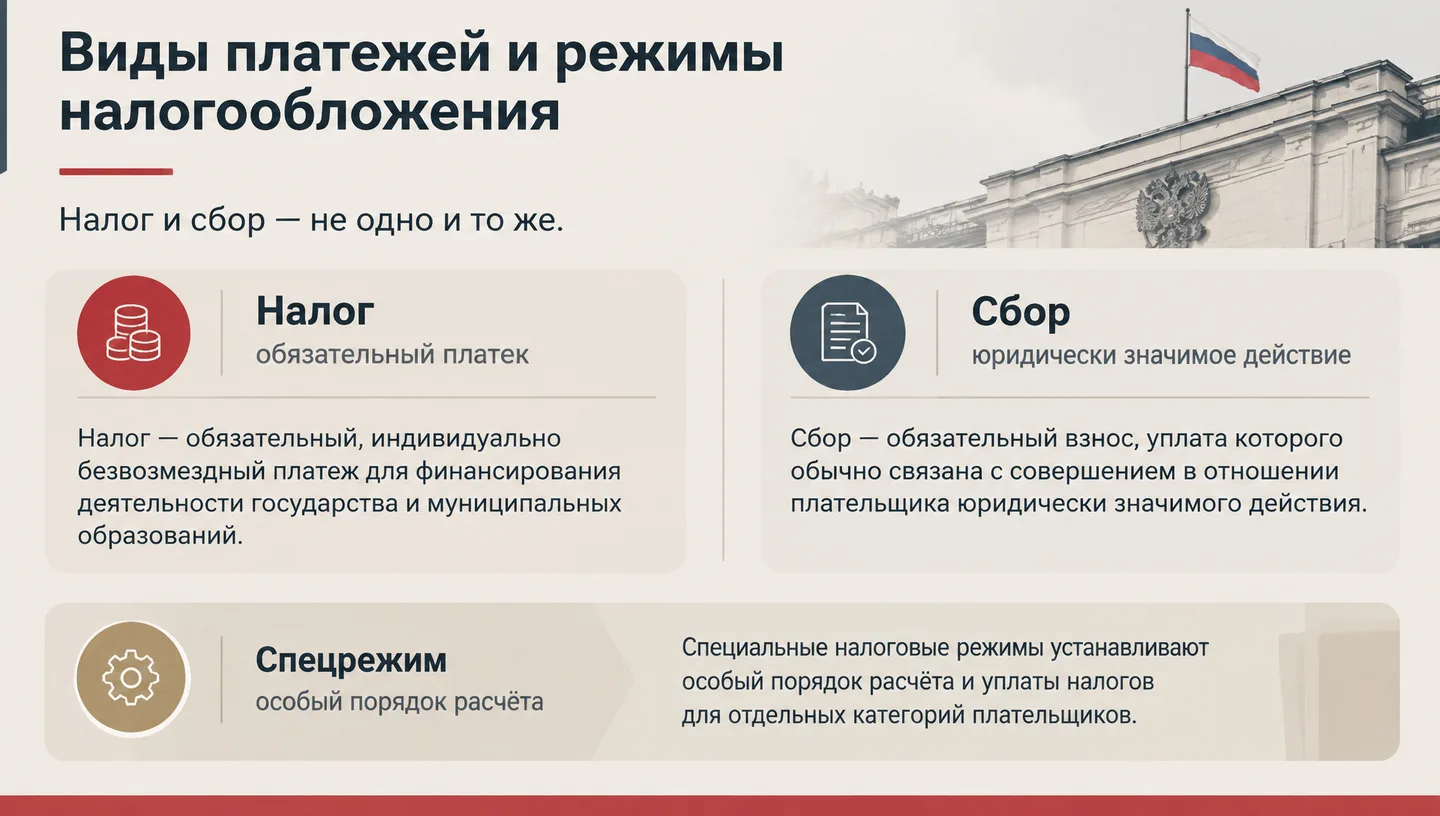 Виды платежей и режимы налогообложения