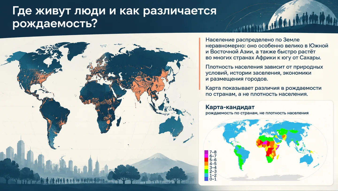 Где живут люди и как различается рождаемость?