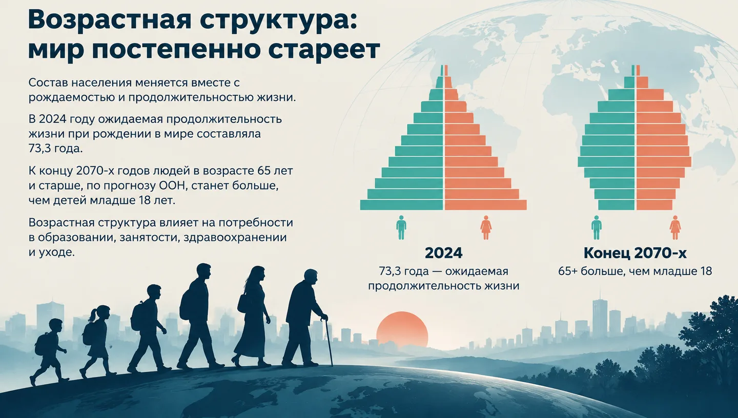 Возрастная структура: мир постепенно стареет