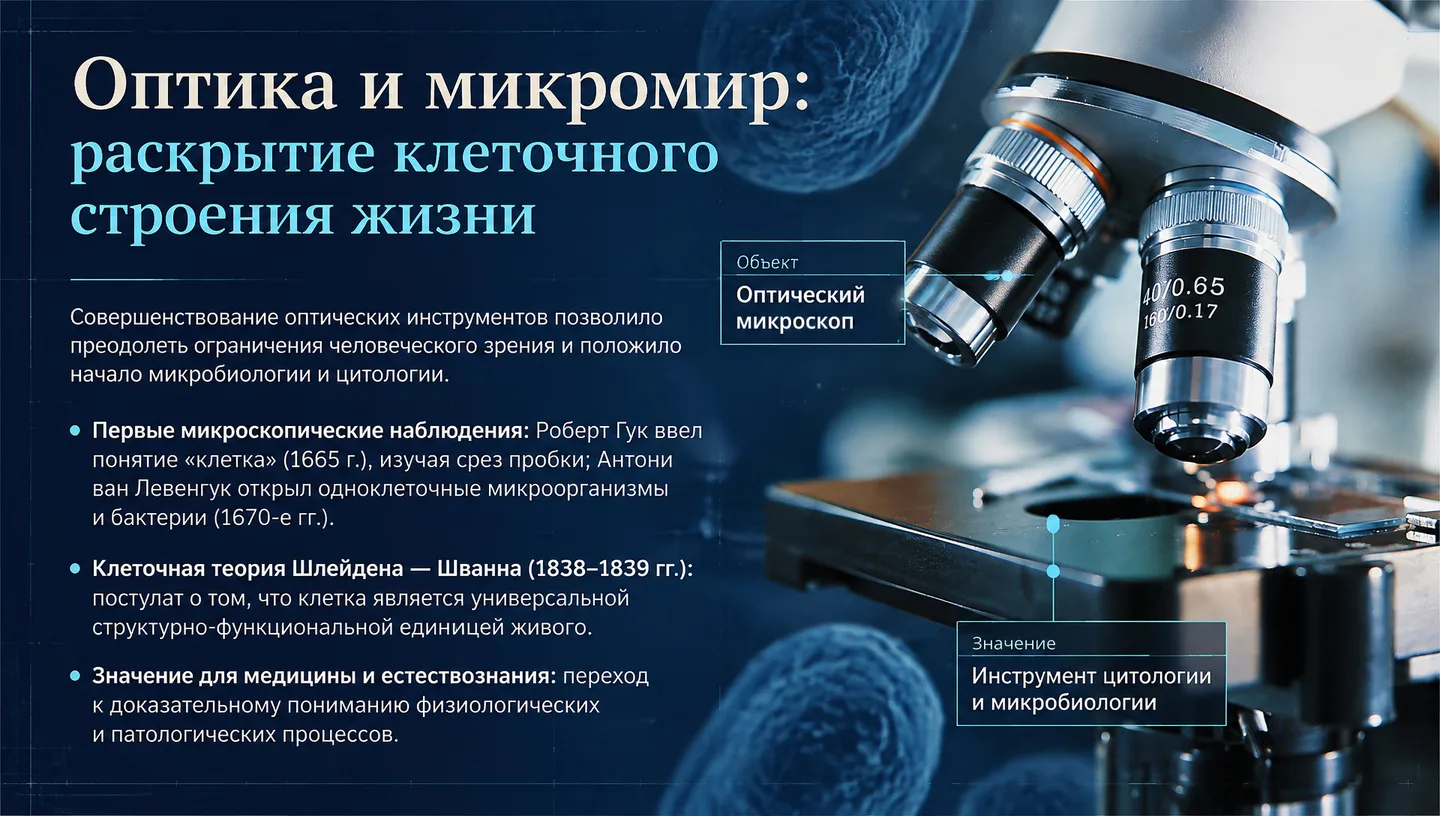 Оптика и микромир: раскрытие клеточного строения жизни