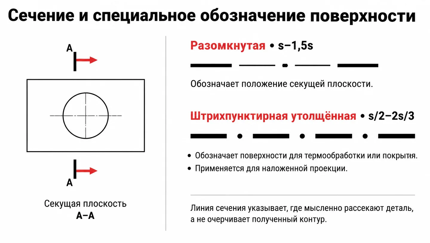 Сечение и специальное обозначение поверхности