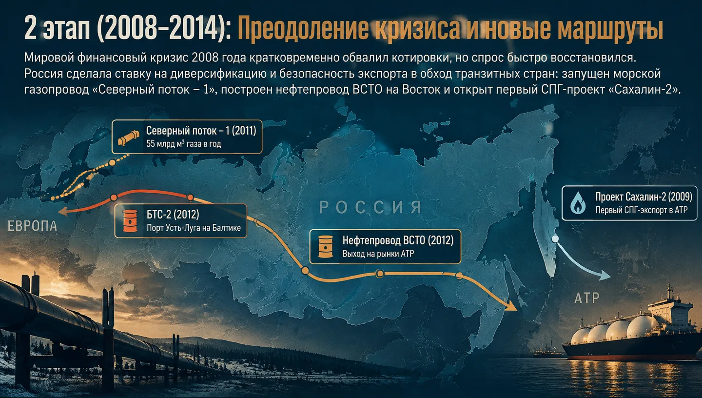 2 этап (2008–2014): Преодоление кризиса и новые маршруты