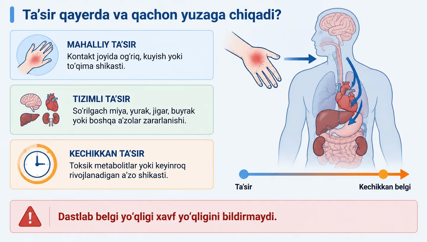 Ta’sir qayerda va qachon yuzaga chiqadi?